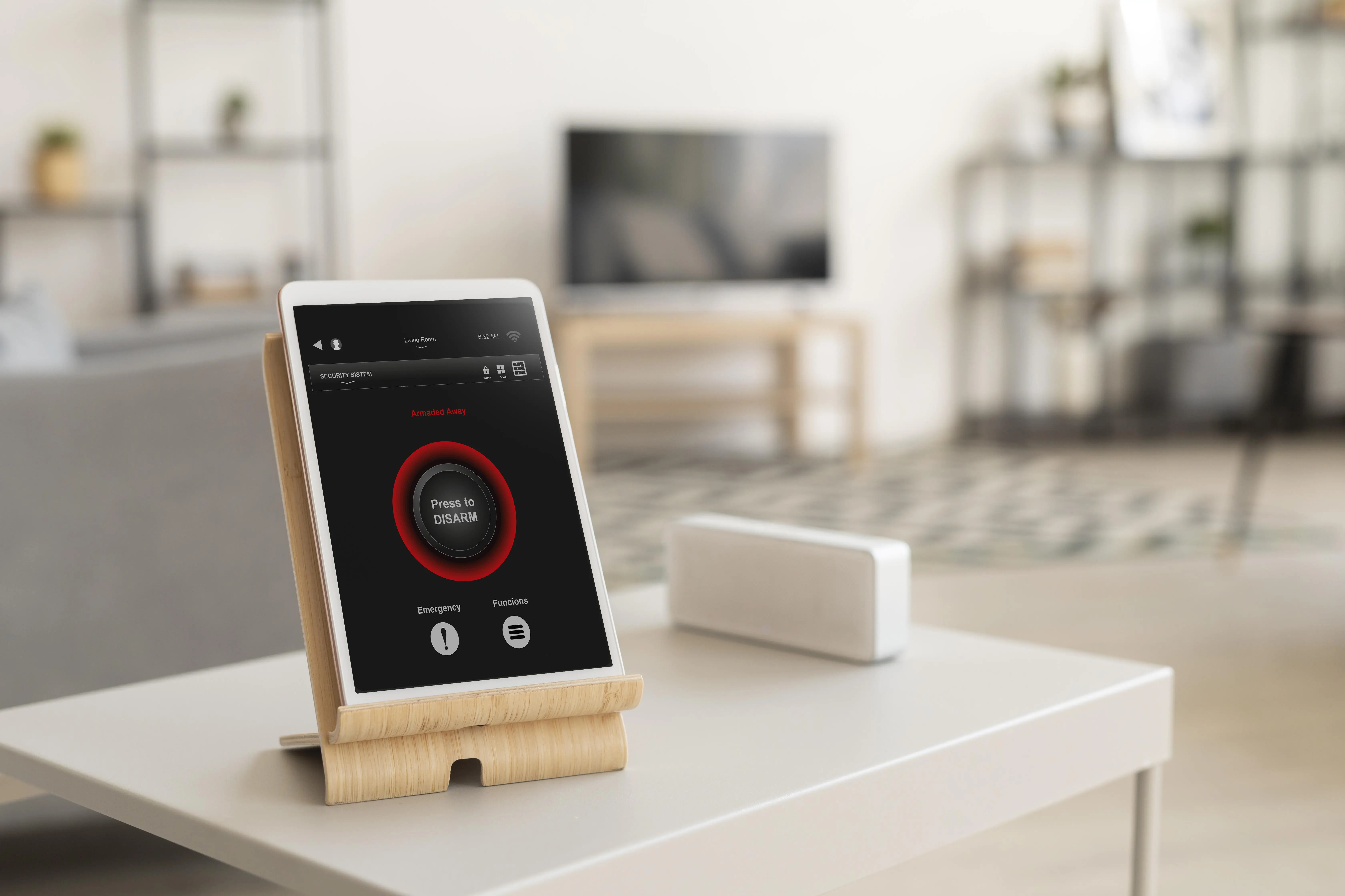 Home alarm system set in the armed position
