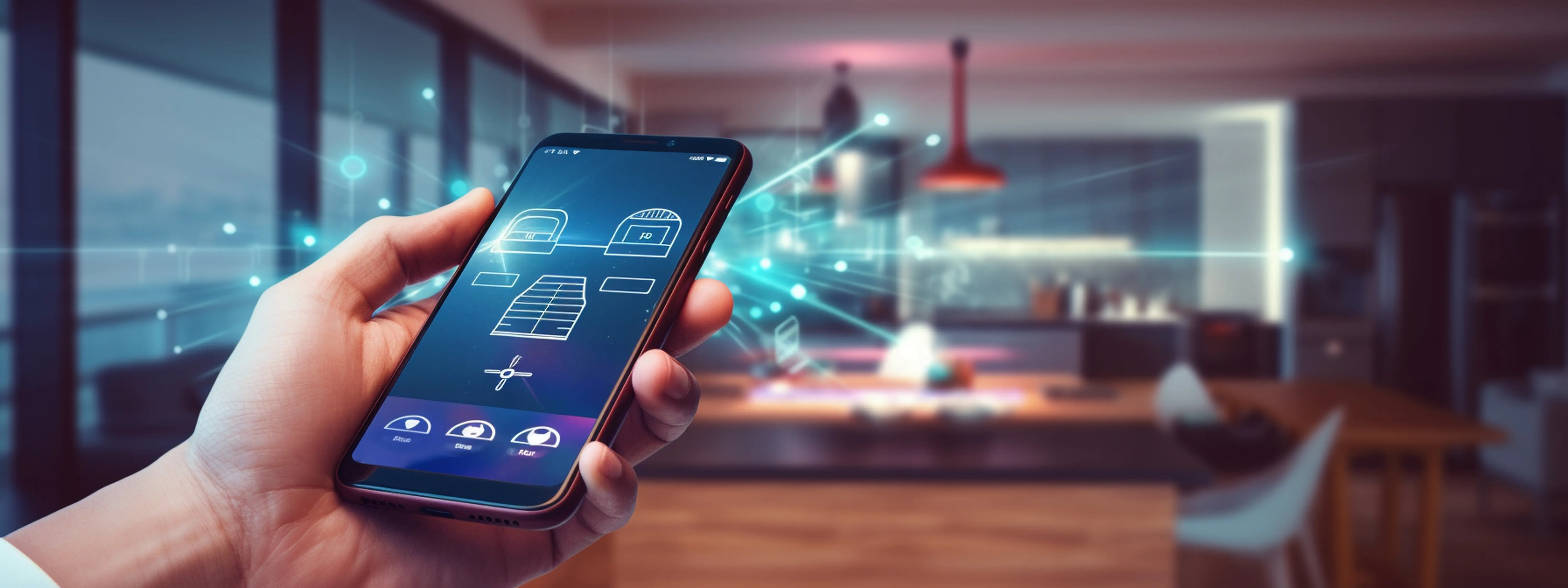 Person using phone to control home