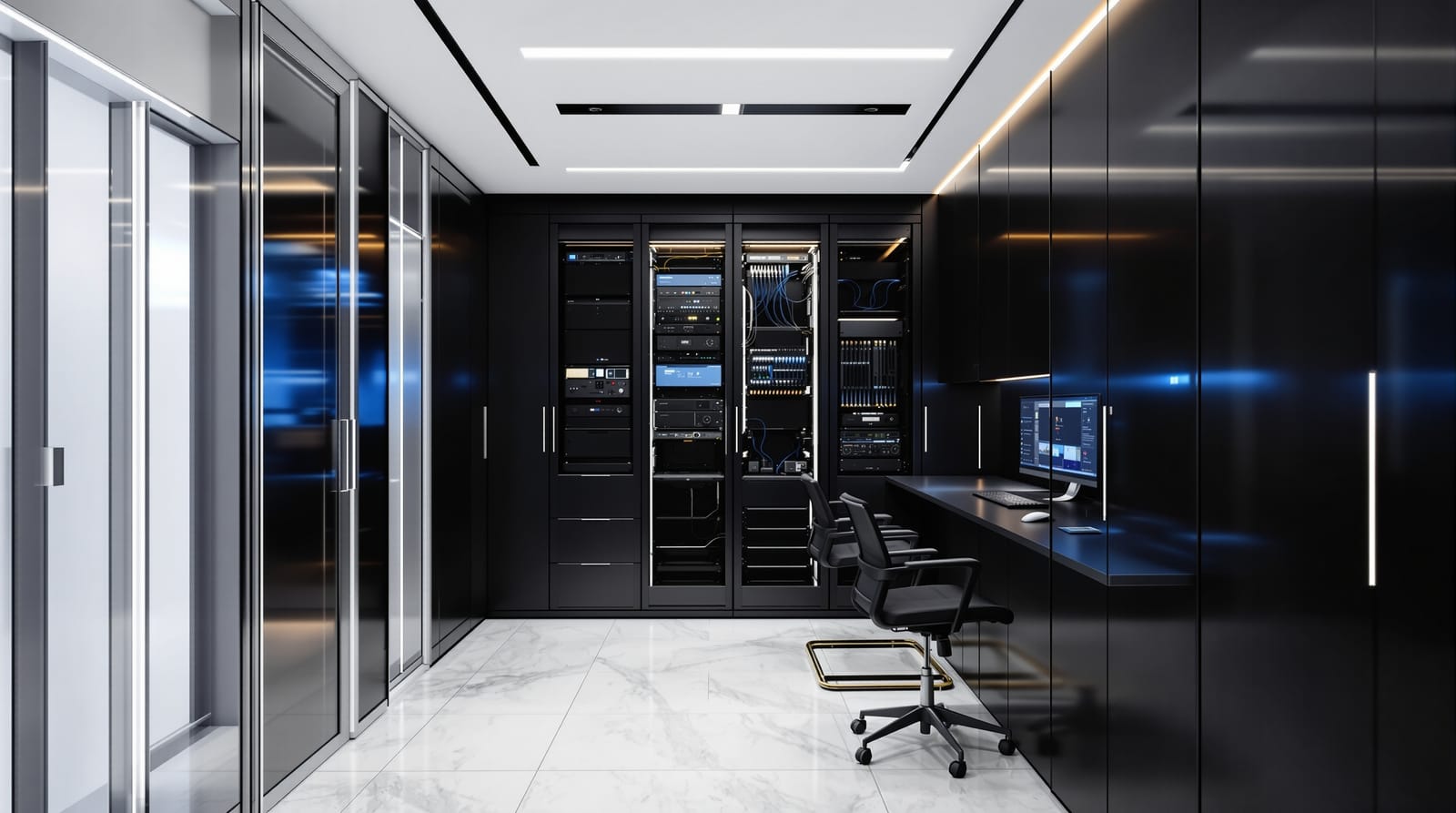 Smart home equipment rack and monitoring workstation for ongoing support