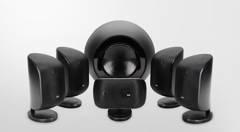 Bowers & Wilkins surround sound speaker set with subwoofer showcasing premium audio for immersive home theater installations in Park City